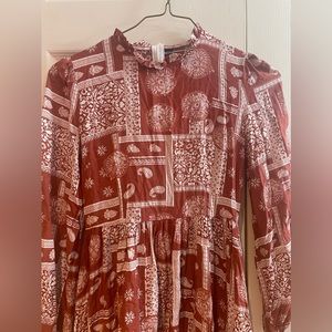 Shein Miss Ord Ruffle Hem Paisley Print Dress Size Medium